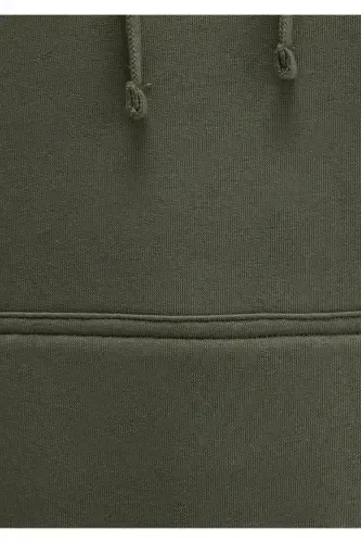 Женский хаки зеленый M1600361-71581 толстовка с капюшоном - 7