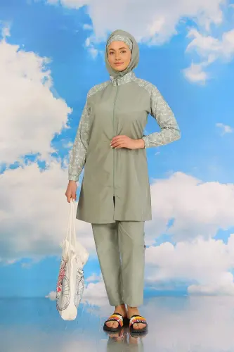 Женский закрытый купальник с брюками и узором 31072 - 6