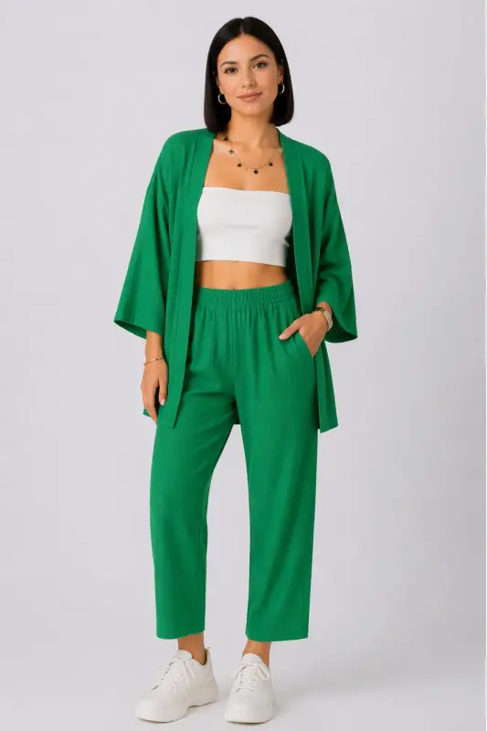 Женский зеленый комплект кимоно – BENETTON - TRENDALISSE