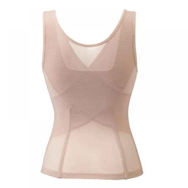 Женский жилет-корсет Xmarks, утягивающий корсет на молнии для контроля живота, неопреновый топ-майка с бретельками, телесный, M - XMARKS (1)