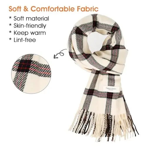 Женский зимний шарф, большой теплый палантин, классический шарф в клетку с кистями, большие размеры, плотные накидки - 2
