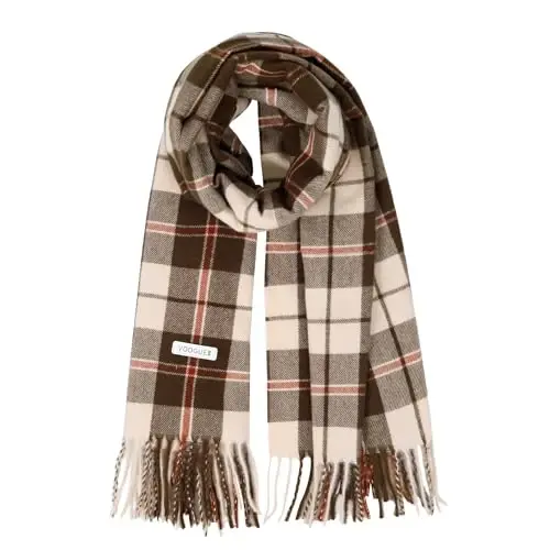 Женский зимний шарф, большой теплый палантин, классический шарф в клетку с кистями, оверсайз, плотные накидки - 1