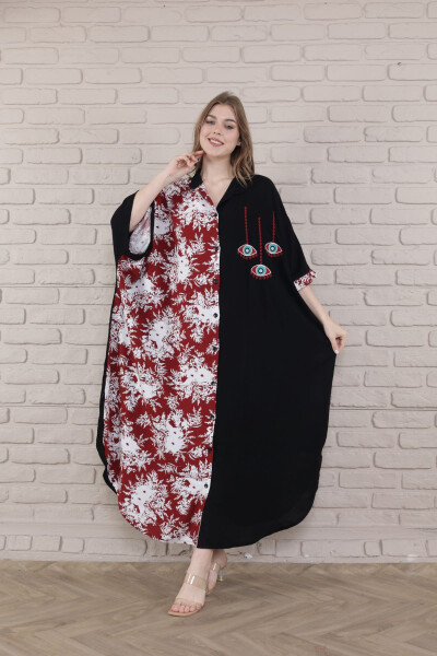 Женское черное платье-миди с длинными рукавами и пуговицами - MERVEMODA (1)