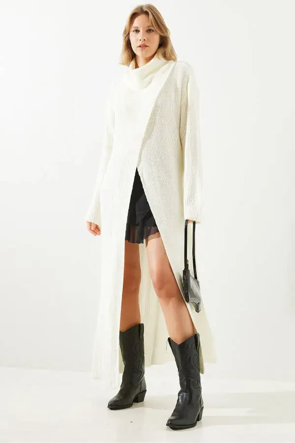 Женское длинное платье-пончо с разрезом 60651007 - 4