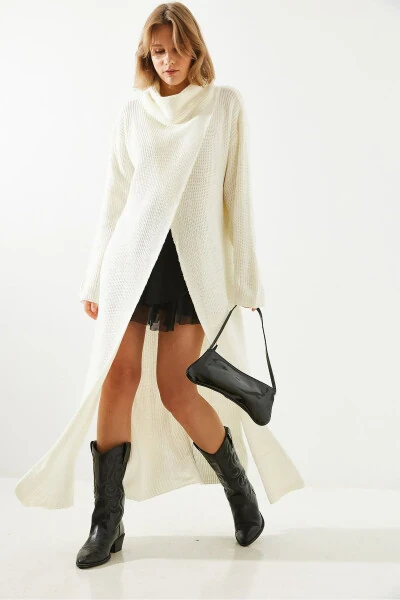 Женское длинное платье-пончо с разрезом 60651007 - 5