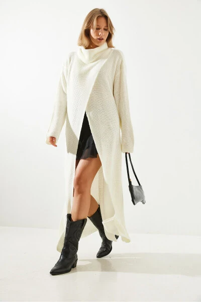 Женское длинное платье-пончо с разрезом 60651007 - 6