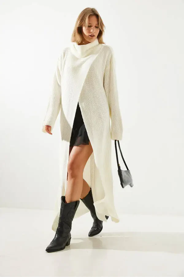 Женское длинное платье-пончо с разрезом 60651007 - 6