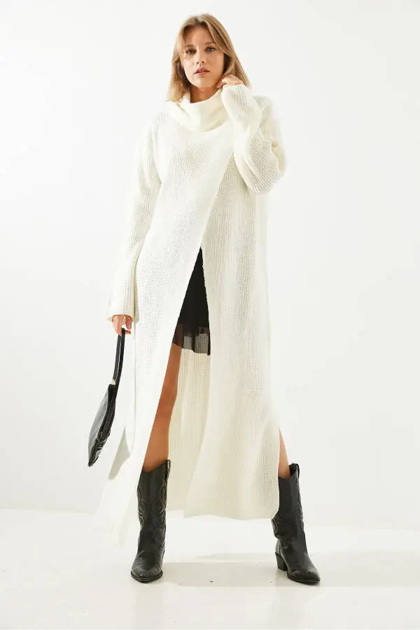 Женское длинное платье-пончо с разрезом 60651007 - 7