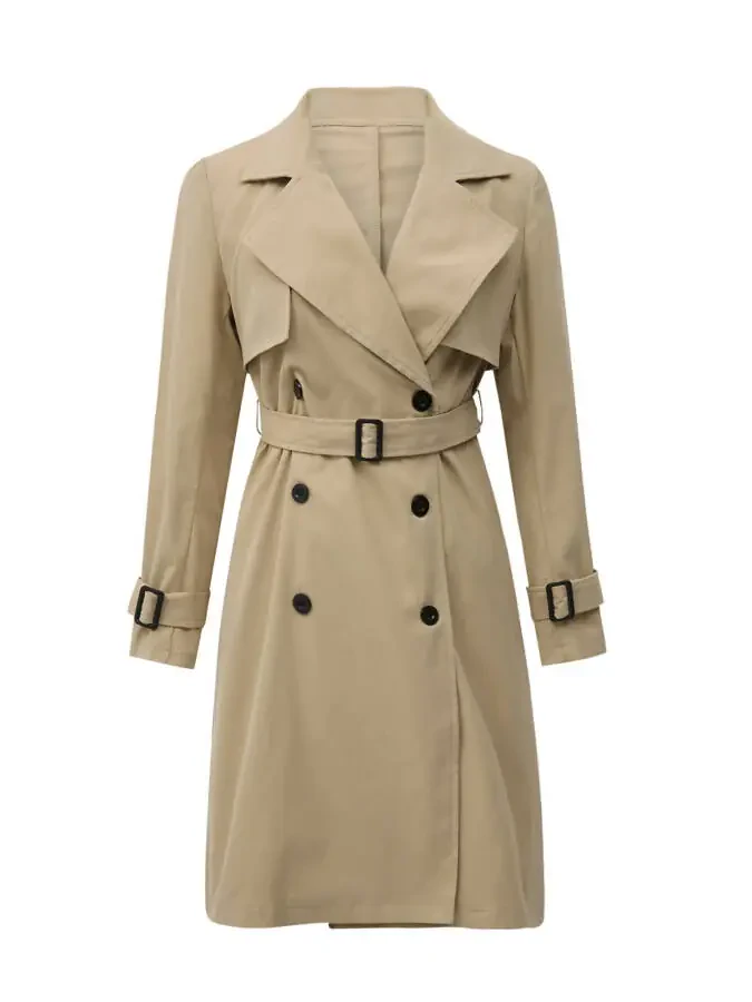 Bagilaanoe Women's Double Breasted Trench Coat Water Resistant Classic Belted Lapel Overcoat - 1