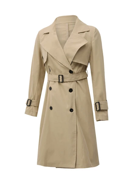 Bagilaanoe Women's Double Breasted Trench Coat Water Resistant Classic Belted Lapel Overcoat - 3