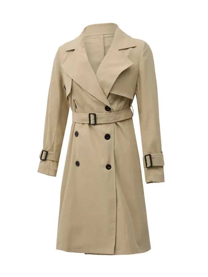 Bagilaanoe Women's Double Breasted Trench Coat Water Resistant Classic Belted Lapel Overcoat - 3