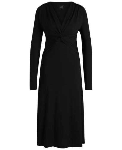 Женское эластичное крепированное платье с драпировкой спереди - HUGO BOSS (1)
