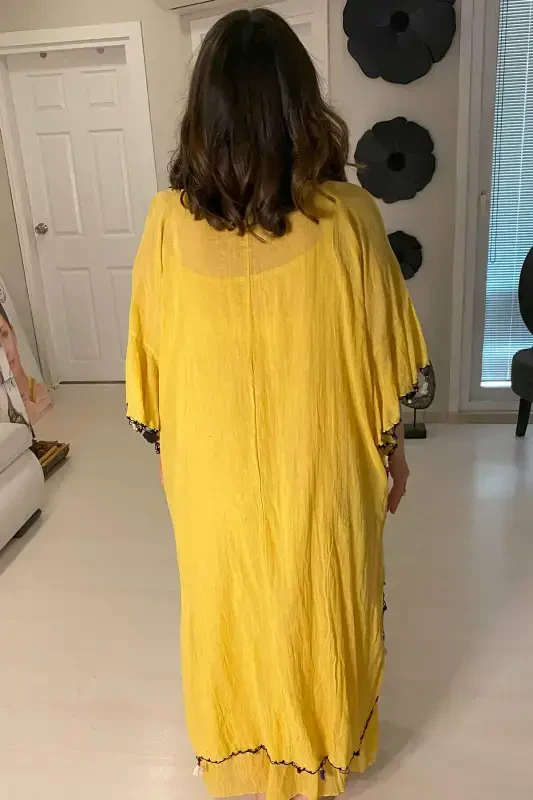Женское летнее платье из 100% хлопка Hardal Yellow GLS16 - 6
