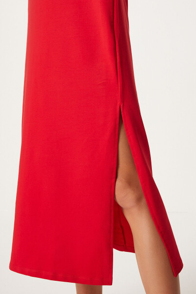 Женское летнее платье из красной хлопчатобумажной ткани. UB00080 - 4