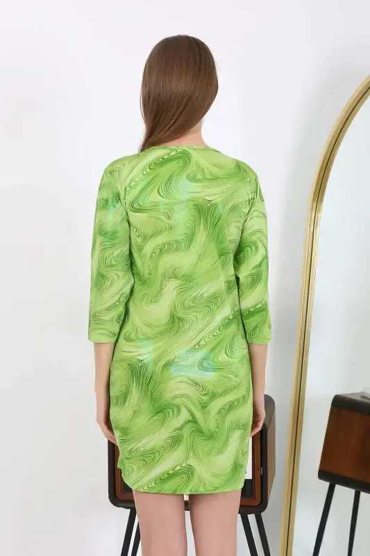 Женское мини-платье Angelino из микрофибры, блестящее, 7420, зеленое. - 5