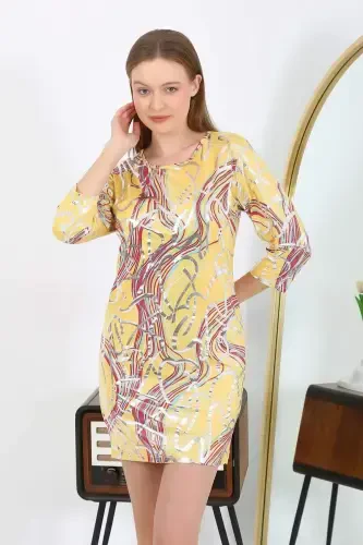 Женское мини-платье из микрофибры Angelino 7421, желтое - 1