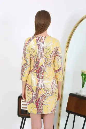 Женское мини-платье из микрофибры Angelino 7421, желтое - 5