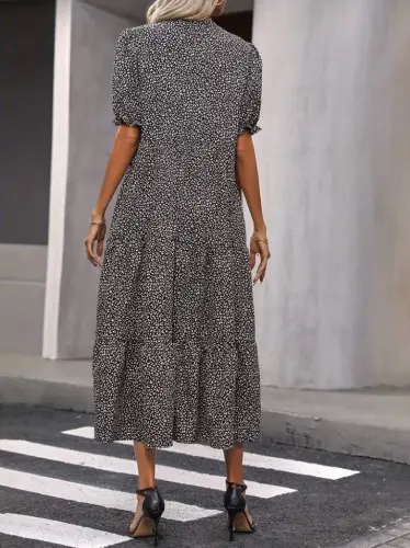 Женское мини-платье миди в три слоя с леопардовым принтом - BÜYÜKBEDENIZ (1)