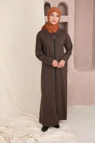Женское молитвенное платье на молнии - КОРИЧНЕВЫЙ - 2