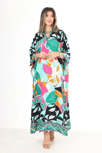 Женское платье большого размера с розовым цветочным рисунком. - ECEYAMAN MODA (1)