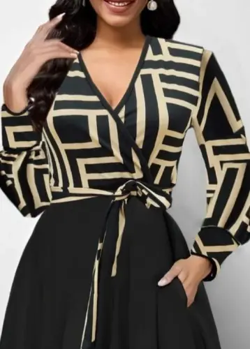 Женское платье миди с длинными рукавами и запахом, из крепа дайвинг. - BÜYÜKBEDENIZ (1)