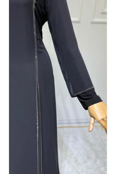 Женское шифоновое платье в пол с камнями, с камнями на рукавах. Новая коллекция. - 4