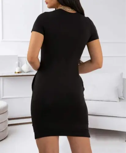 Женское вискозное платье с коротким рукавом и принтом ананаса. - 3