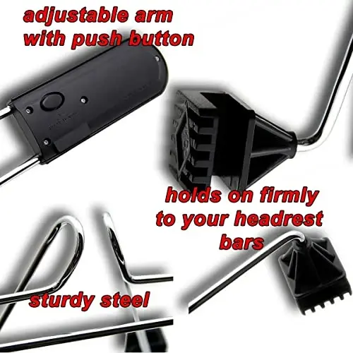Zento Deals Chrome Car Seat Coat Rack Hanger 2 Pack - 11in to fit onto Most headrests… - 3