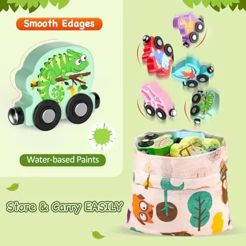 Zeoddler Toys for Toddlers, 11 Magnetic Wooden Animals Train Set, Montessori Toys for Toddlers, Learning Activities, Sensory Activities for Kids, Birthday Gifts for Boys, Girls - 5