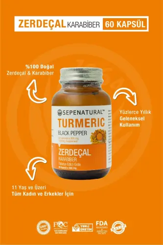 Zerdeçal Qora Qalampir 60 Kapsula 880 mg Kurkumin - 4