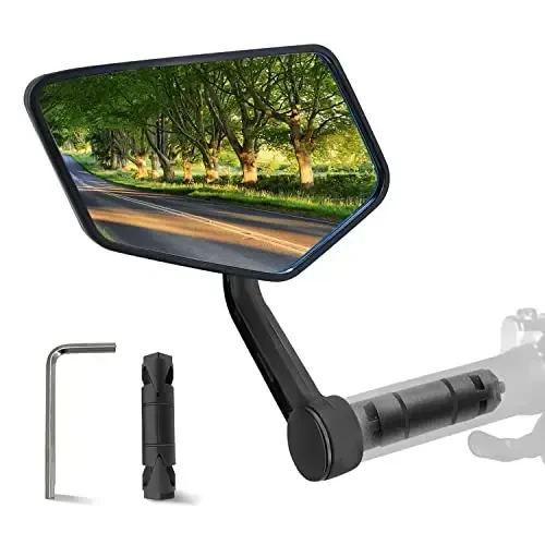 Зеркало Arkham Bike Mirror для руля HD Bar End Bicycle Mirror Утолщенное автомобильное стекло для руля Устойчивое к царапинам Безопасное зеркало заднего вида Многоугольная регулировка, универсальное для электровелосипеда, левая сторона - MODAZONE