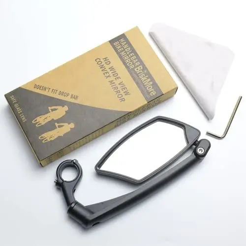 Зеркало для велосипеда BriskMore Handlebar, линза из устойчивого к царапинам стекла, регулируемое и вращающееся безопасное зеркало заднего вида для велосипеда - 9