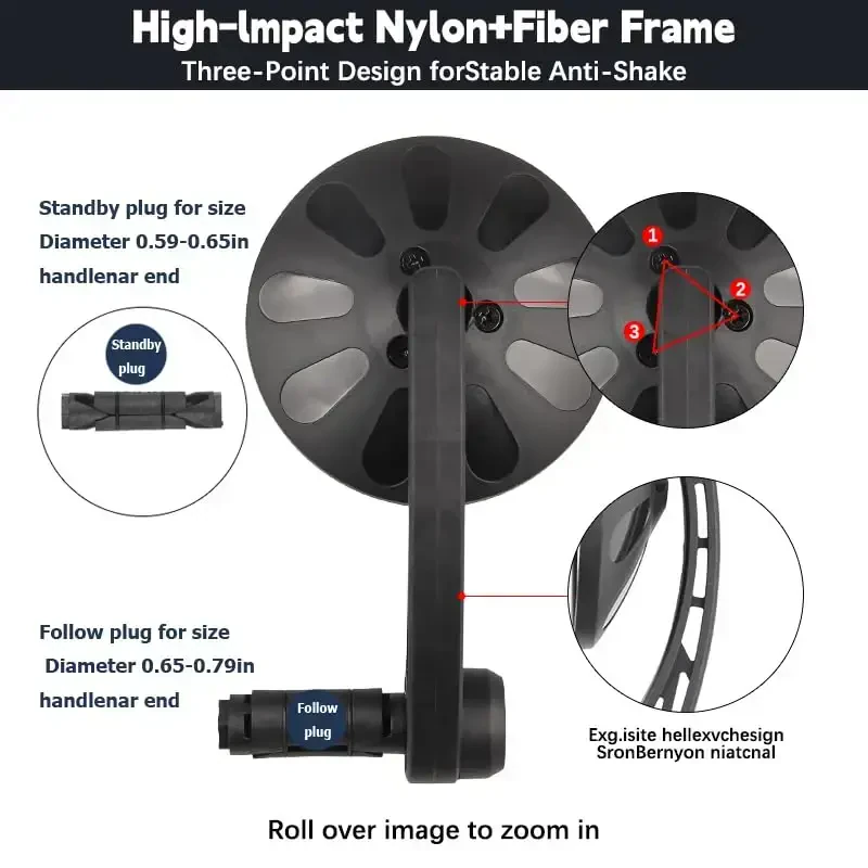 Зеркало для велосипеда, крепящееся на конец руля, вращающееся и регулируемое зеркало для электровелосипеда, широкоугольное безопасное прозрачное стекло для электровелосипеда, слегка выпуклое, ударопрочное зеркало заднего вида для велосипеда - 4