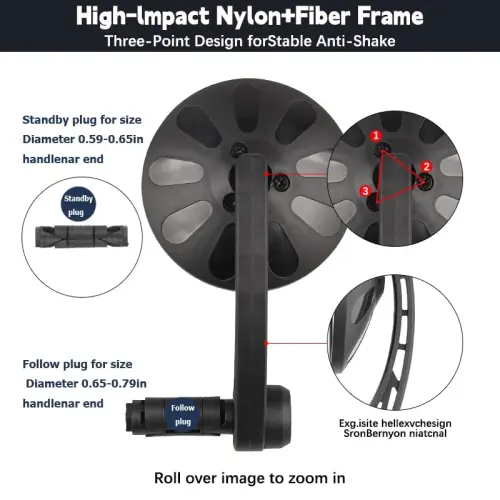 Зеркало для велосипеда, крепление на конец руля, вращающееся и регулируемое зеркало для электровелосипеда, широкоугольное велосипедное безопасное прозрачное стекло для электровелосипеда, слегка выпуклое, ударопрочное зеркало заднего вида для велосипеда - 4