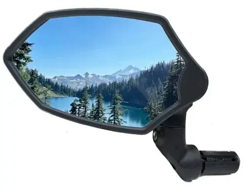 зеркало заднего вида Hafny New Bar End Bike, HD Glass Lens, Ajustable & Rotatable Safe Rearview Bicycle Mirror, Blast-Resistant, HF-M6002-FR08 (Blue Glass (Universal Left or Right), 1 pc) - 1