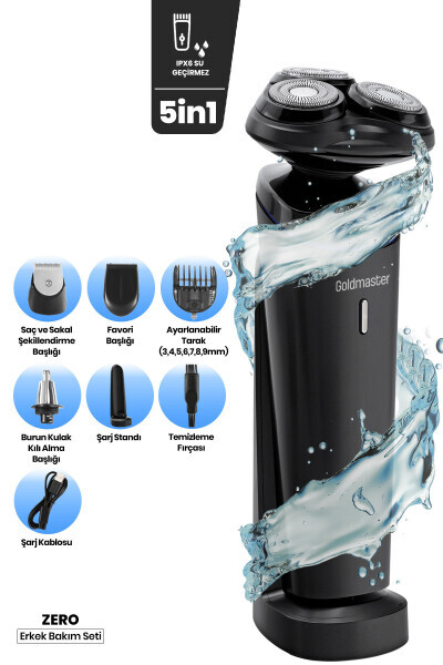 Zero Charging Stand Playable Head Wet Dry 5 In 1 Men's Grooming Set Gm8141 - 30