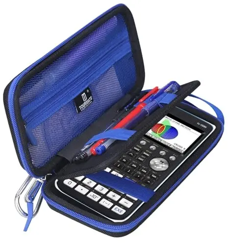 Жесткий дорожный чехол для CASIO PRIZM FX-CG50/CASIO FX-9750GIII/Texas Instruments TI-34/Texas Instruments BA II, цветной графический калькулятор - Tourmate, только чехол (черный + синий, улучшенный) 