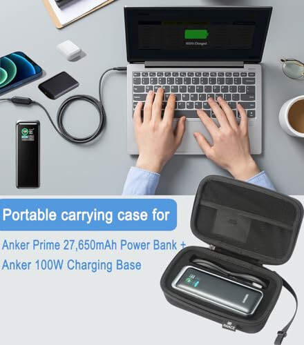 Жесткий дорожный футляр RAIACE, совместимый с Anker 27 650 мАч 250 Вт PowerBank + Anker 100 Вт зарядной станцией. (только чехол) - Черный - 6