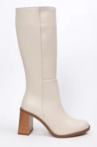 Zeta Women's Side Zipper Boot A006-K1114-Beige - LIZA SHOES (1)