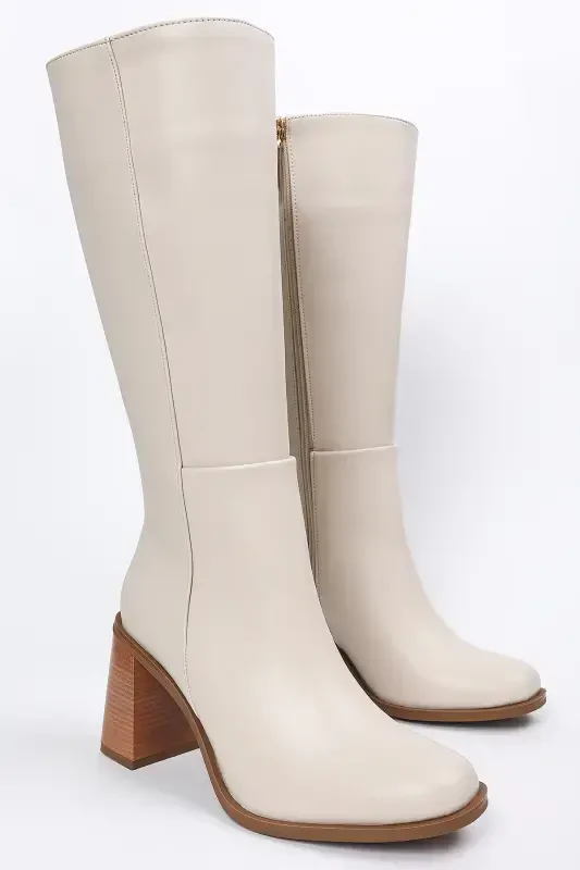 Zeta Women's Side Zipper Boot A006-K1114-Beige - LIZA SHOES