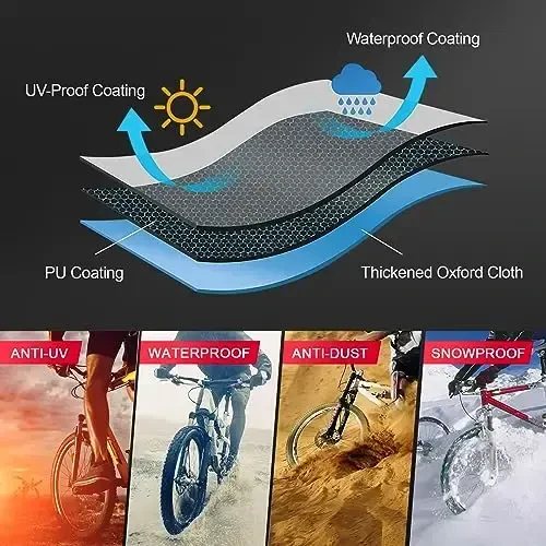 Zettum Bike Cover for 1 Bike - Outdoor Bike Cover for Stationary 1 Bike Waterproof & Heavy Duty, 600D Bicycle Cover for Single eBike, Mountain Bike, Road Bike, Hybrid Bike, Beach Cruiser Bike Storage - 2