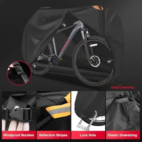 Zettum Bike Cover for 1 Bike - Outdoor Bike Cover for Stationary 1 Bike Waterproof & Heavy Duty, 600D Bicycle Cover for Single eBike, Mountain Bike, Road Bike, Hybrid Bike, Beach Cruiser Bike Storage 