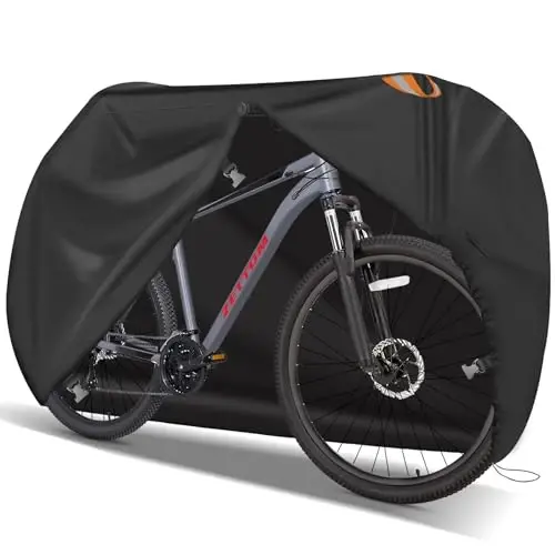 Zettum Bike Cover for 1 Bike - Outdoor Bike Cover for Stationary 1 Bike Waterproof & Heavy Duty, 600D Bicycle Cover for Single eBike, Mountain Bike, Road Bike, Hybrid Bike, Beach Cruiser Bike Storage - ZETTUM (1)
