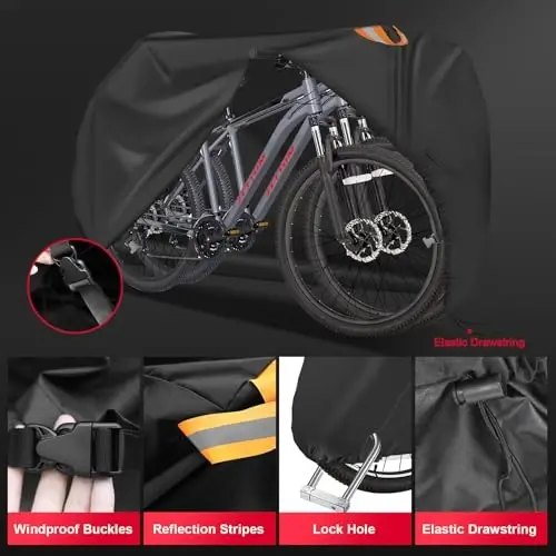 Zettum 2 ta velosiped uchun Bike Cover - Statsionar 2 ta velosiped uchun tashqi velosiped qoplamalari Og'ir va suv o'tkazmaydigan, 2 ta eBike, tog' velosipedi, shosse velosipedi, gibrid velosiped, plyaj kruizer velosipedini saqlash uchun 600D velosiped qoplamalari - 6