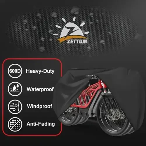 Zettum Bike Covers for 3 Bikes - 600D Waterproof & Heavy Duty, Large Bicycle Cover for eBike, Mountain, Road, Hybrid, Beach Cruiser, Scooter - 3