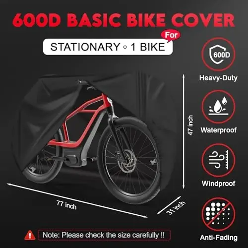 Zettum Bike Cover for 1 Bike - 600D Bike Covers Outdoor Storage Waterproof & Heavy Duty, Bicycle Cover for Single eBike, Mountain Bike, Road Bike, Hybrid Bike, Beach Cruiser Bike, Scooter and More - ZETTUM (1)
