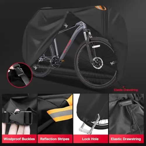 Zettum Bike Cover for 1 Bike - Outdoor Bike Cover for Stationary 1 Bike Waterproof & Heavy Duty, 600D Bicycle Cover for Single eBike, Mountain Bike, Road Bike, Hybrid Bike, Beach Cruiser Bike Storage - 1