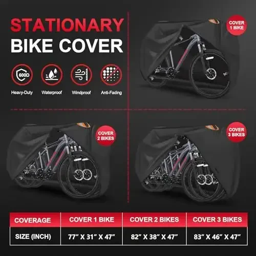 Zettum Bike Cover for 1 Bike - Outdoor Bike Cover for Stationary 1 Bike Waterproof & Heavy Duty, 600D Bicycle Cover for Single eBike, Mountain Bike, Road Bike, Hybrid Bike, Beach Cruiser Bike Storage - 7