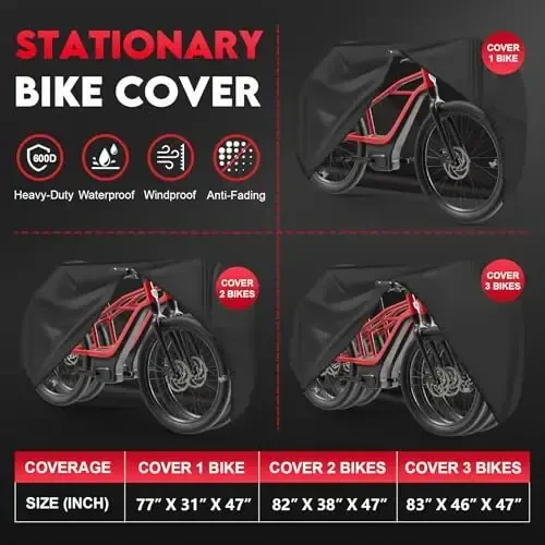 Zettum Bike Cover for 1 Bike - 600D Bike Covers Outdoor Storage Waterproof & Heavy Duty, Bicycle Cover for Single eBike, Mountain Bike, Road Bike, Hybrid Bike, Beach Cruiser Bike, Scooter and More - 4