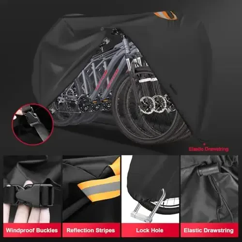 Zettum velosiped g'ilofi 3 ta velosiped uchun - Statsionar 3 ta velosiped uchun tashqi velosiped g'iloflari Og'ir va suv o'tkazmaydigan, 3 ta eBike, tog 'velosipedlari, shosse velosipedlari, gibrid velosipedlari, plyaj kruiz velosipedlarini saqlash uchun 600D velosiped g'iloflari - 6